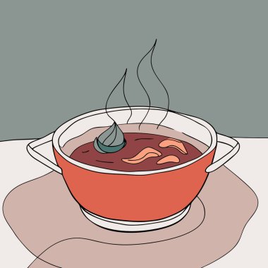 Bir kâse sıcak çorba çizimi