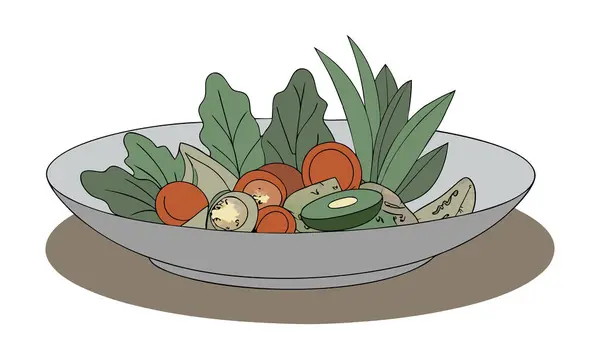 Sağlıklı vejetaryen yemek vektörü çizimi