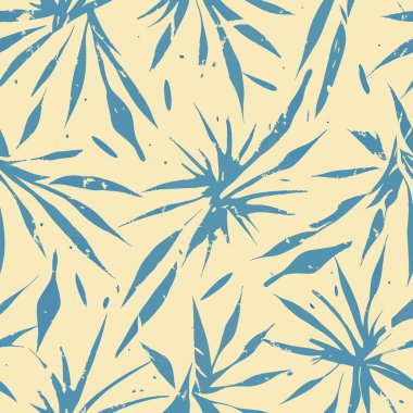 Palmiye yapraklı mavi ve sarı desenli.