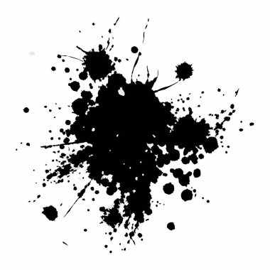 beyaz arkaplanda siyah mürekkep sıçraması