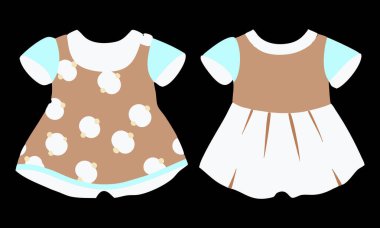 Bebek kızlar önden ve arkadan görünüm tasarlarlar.