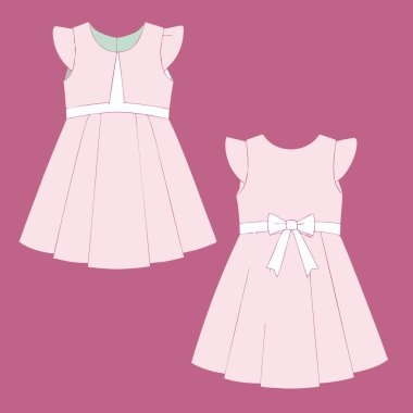 Bebek kızlar önden ve arkadan görünüm tasarlarlar.