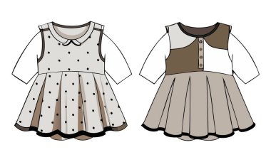 Bebek kızlar giysi tasarımı vektör çizimi