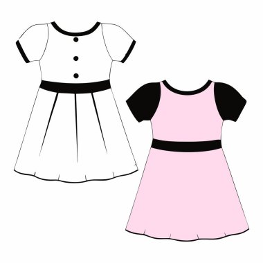 Bebek kızlar giysi tasarımı vektör çizimi
