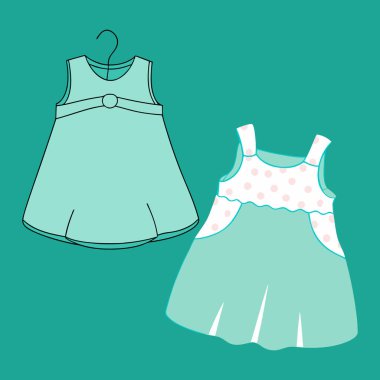 Bebek kızlar giysi tasarımı vektör çizimi
