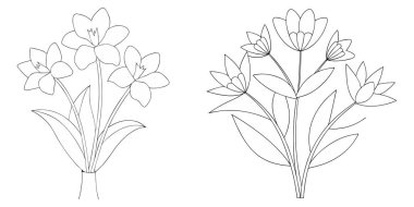 El çizimi basit çiçek özeti koleksiyonu