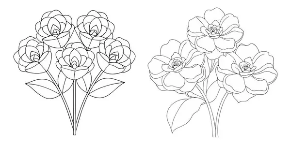 El çizimi basit çiçek özeti koleksiyonu