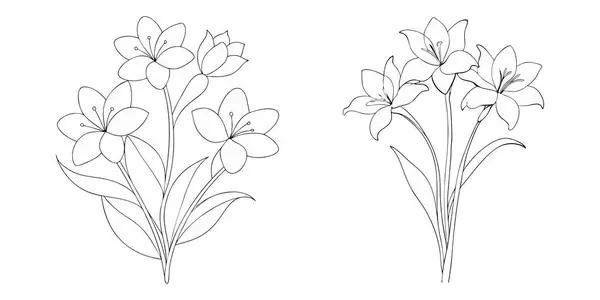 El çizimi basit çiçek özeti koleksiyonu
