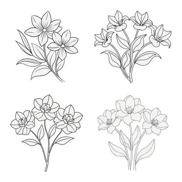 El çizimi basit çiçek özeti koleksiyonu