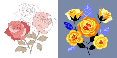 Zarif Güller Çiçek ve Yapraklar