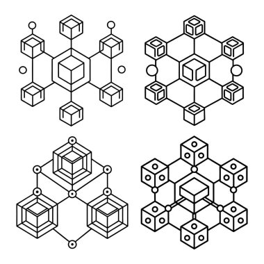 Düz biçimli engelleme zinciri teknoloji vektör simgesi