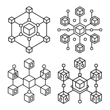 Düz biçimli engelleme zinciri teknoloji vektör simgesi
