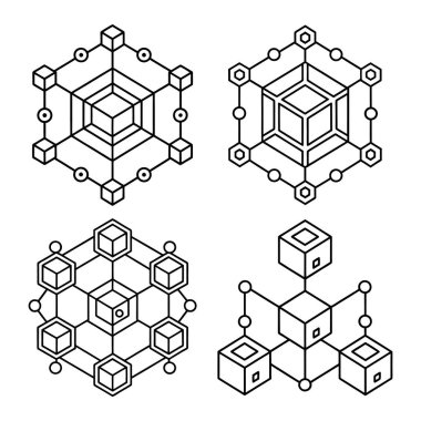 Düz biçimli engelleme zinciri teknoloji vektör simgesi
