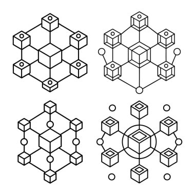 Düz biçimli engelleme zinciri teknoloji vektör simgesi