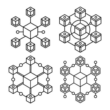 Düz biçimli engelleme zinciri teknoloji vektör simgesi