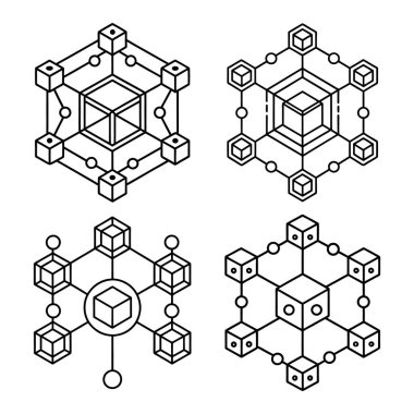 Düz biçimli engelleme zinciri teknoloji vektör simgesi