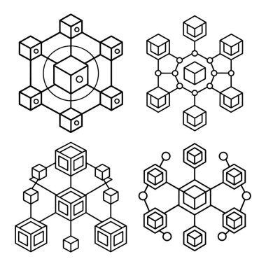 Düz biçimli engelleme zinciri teknoloji vektör simgesi