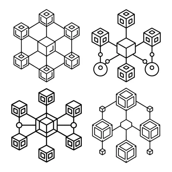 Düz biçimli engelleme zinciri teknoloji vektör simgesi