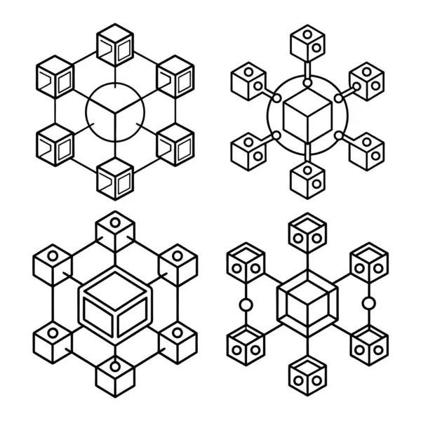 Düz biçimli engelleme zinciri teknoloji vektör simgesi