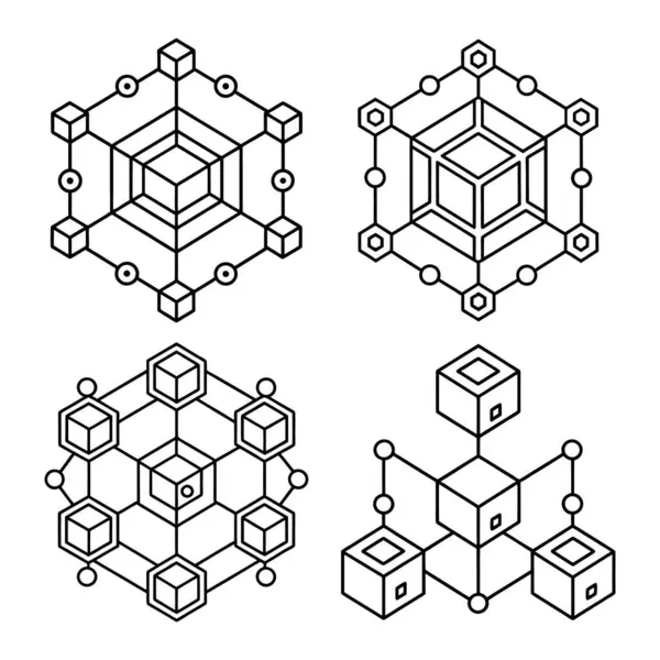 Düz biçimli engelleme zinciri teknoloji vektör simgesi