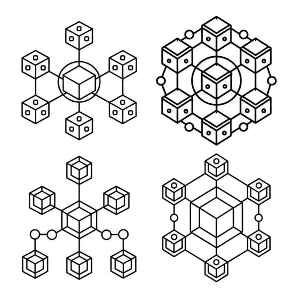 Düz biçimli engelleme zinciri teknoloji vektör simgesi