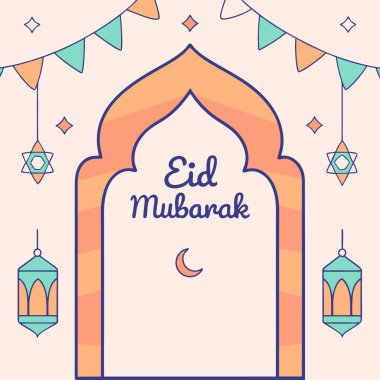 Bayram Dekorasyonlu Soyut Mübarek Kartı