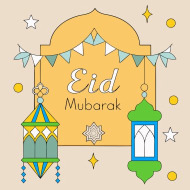 Bayram Dekorasyonlu Soyut Mübarek Kartı