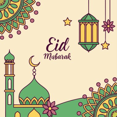 Bayram Dekorasyonlu Mübarek Kart