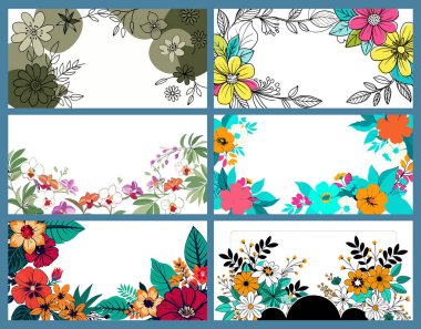 Renkli Botanik Elementler ve Yaratıcı Kullanım için Dekoratif Çiçek Tasarımları ile Güzel Çiçek Arkaplanı