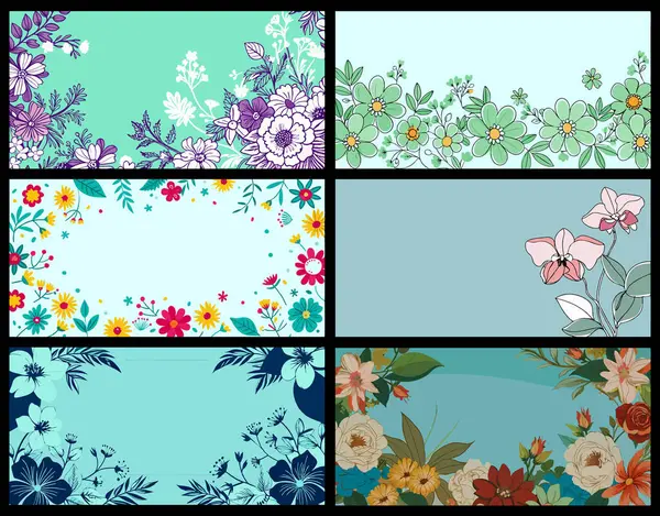 Elle çizilmiş çiçek ve yumuşak pastel yapraklarla güzel bir telif alanı koleksiyonu ve tebrik kartı afişi ve dekoratif tasarım için kalın renkler