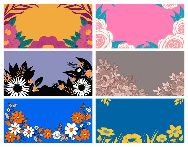 Metin veya mesaj için boş merkezi olan zarif el çizimi çiçek çerçevesi koleksiyonu