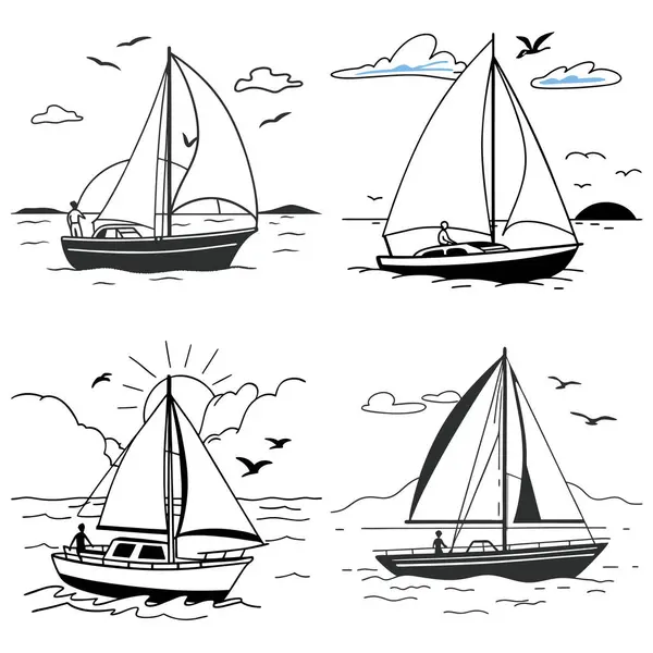 Huzurlu okyanuslarda yelkenli çizgileri ve bulutlar barışçıl deniz ve deniz temalı projeler için gökyüzünde bulutlar.