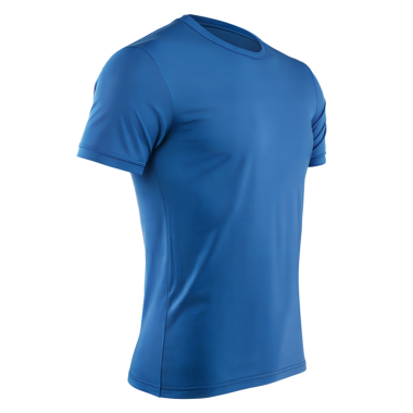 Moda ve giysi tasarımı için boş mavi t-shirt ön görünüm modeli