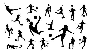 Kadın futbolcu silueti