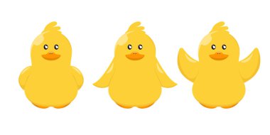 İzole edilmiş arka plandaki çocuklar için çizgi film bebek ördeği, Vektör illüstrasyonu.