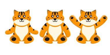 İzole edilmiş arka plandaki çocuklar için çizgi film kaplanı, Vektör illüstrasyonu.