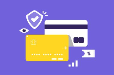 İzole edilmiş arkaplan üzerindeki kart ödeme kavramı, Vektör illüstrasyonu.