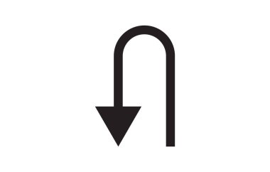 Siyah oklar. Sağa ve sola dön. Vektör illüstrasyonu beyaz arkaplanda izole edildi