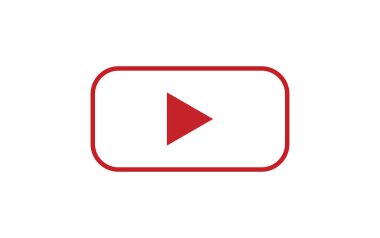 Vektör simgesi çal, ortam oynatıcısı yuvarlanmış dikdörtgen kırmızı düğme