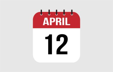 12 Nisan takvimi. April Takvim Vektör İllüstrasyonu.
