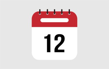 12. günde işaretlenen kırmızı takvim simgesinin vektör illüstrasyonu.