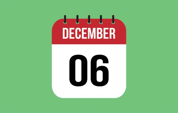 stock vector 6 Desember Calendar. Desember Calendar Vector Illustration.