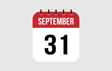 31 Eylül takvimi. Eylül Takvim Vektörü İllüstrasyonu.