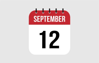 12 Eylül takvimi. Eylül Takvim Vektörü İllüstrasyonu.