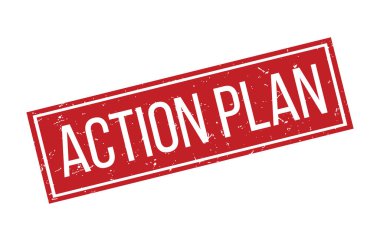 Eylem Planı Kauçuk Damga Mühür Vektörü illüstrasyonu beyaz arkaplanda izole edildi