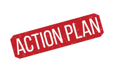 Eylem Planı Kauçuk Damga Mühür Vektörü illüstrasyonu beyaz arkaplanda izole edildi