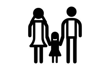 Uygulamalar ve web siteleri için Aile Düz Simgesi Siyah ve Beyaz Vektör simgesi