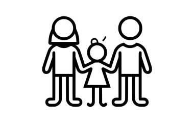 Aile ve çocuk simgesi. Taslak vektör illüstrasyonu