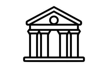 Banka taslak simgesi. Banka binası. Banka işlemleri. Bankacılık ve muhasebe.