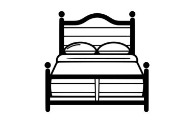 Motel yatağı daire çizgisi ikon vektörü